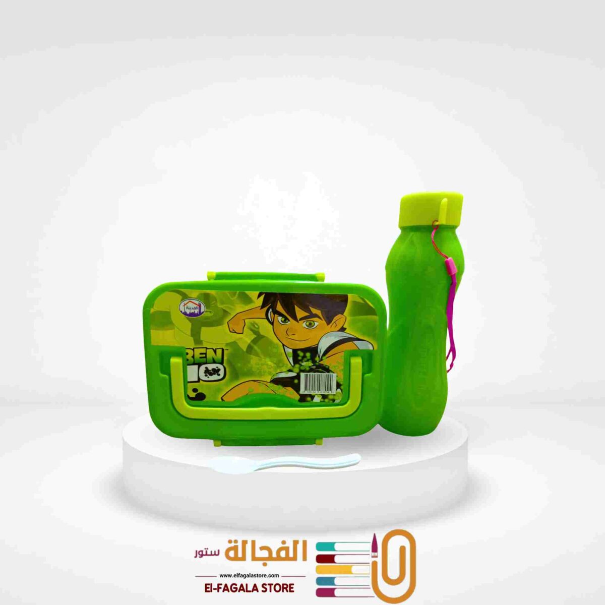 ⁦طقم لانش بوكس بمعلقة + زجاجة⁩ - الصورة ⁦1⁩