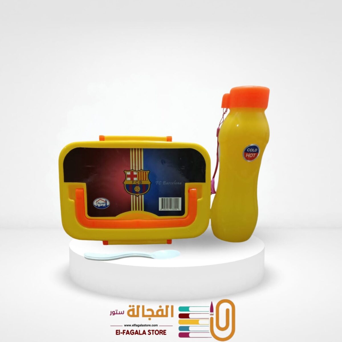 ⁦طقم لانش بوكس بمعلقة + زجاجة⁩ - الصورة ⁦1⁩
